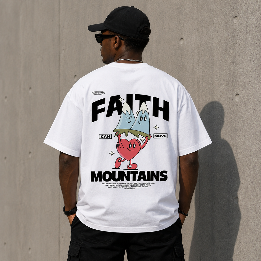 Camiseta Semi Oversized Faith Can Move Mountains